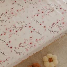 Cherry Blossom Crib Sheet, Vintage Pink Flowers Pinky Baby Nursery Sheet - thumbnail 2