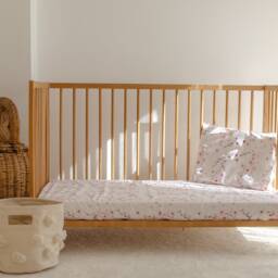 Cherry Blossom Crib Sheet, Vintage Pink Flowers Pinky Baby Nursery Sheet - thumbnail 3