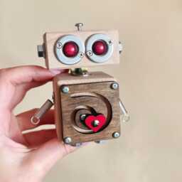 Wooden Robot Toy Steampunk Desk Decor, College Gift