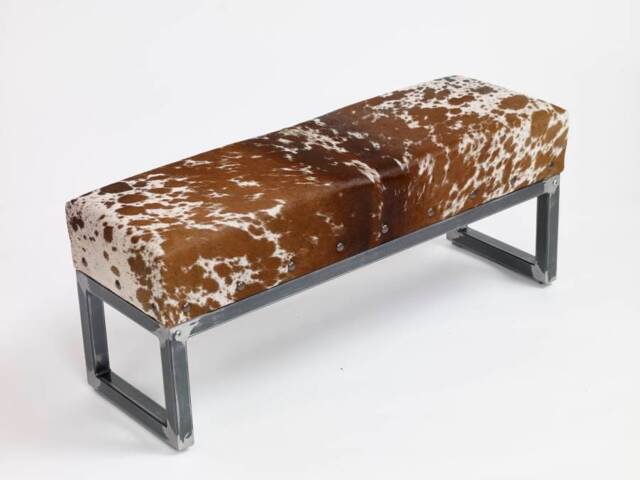 Premium Cowhide Topped Steel Bench/Ottoman Seat 2 Person - Handmade in England 110 X 38cm in Stock Fb - image 1