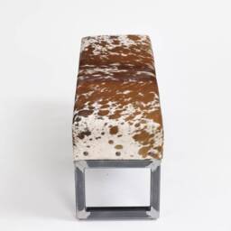 Premium Cowhide Topped Steel Bench/Ottoman Seat 2 Person - Handmade in England 110 X 38cm in Stock Fb - thumbnail 2