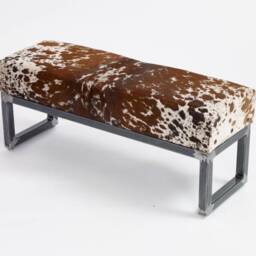Premium Cowhide Topped Steel Bench/Ottoman Seat 2 Person - Handmade in England 110 X 38cm in Stock Fb - thumbnail 3