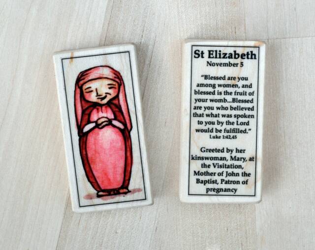 st Elizabeth Of The Visitation Patron Saint Block With Gift Bag // Pregnant Women Catholic Toys By Almondrod - image 1