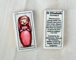 st Elizabeth Of The Visitation Patron Saint Block With Gift Bag // Pregnant Women Catholic Toys By Almondrod
