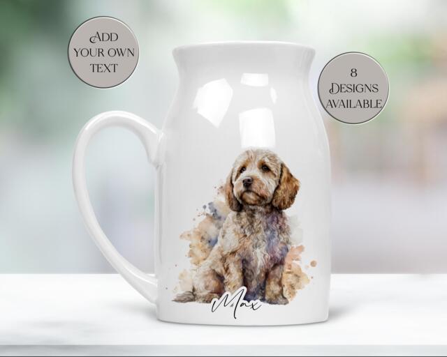 Watercolour Cockapoo Milk Jug/Flower Vase - Personalised Gift For Dog Lovers Mums Home D??cor Pet Memorial - image 1