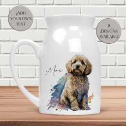 Watercolour Cockapoo Milk Jug/Flower Vase - Personalised Gift For Dog Lovers Mums Home D??cor Pet Memorial - thumbnail 2