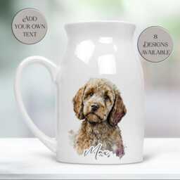 Watercolour Cockapoo Milk Jug/Flower Vase - Personalised Gift For Dog Lovers Mums Home D??cor Pet Memorial - thumbnail 3