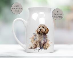 Watercolour Cockapoo Milk Jug/Flower Vase - Personalised Gift For Dog Lovers Mums Home D??cor Pet Memorial - thumbnail 1
