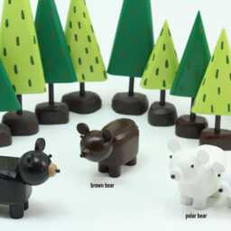Brown Bear - Polar Black Figure Christmas Putz Tiny Forest Build A Woodland Scene - thumbnail 2