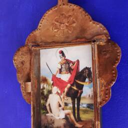 Rustic Mexican Tin Nicho San Saint Martin Caballero Wall Hanging Folk Art Rusty Shrine Shadow Box Retablo Of Tours Catholic Church - thumbnail 2