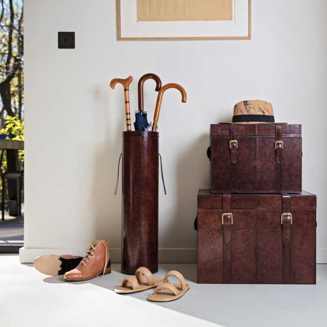 Personalised Brown Leather Storage Trunks - Coffee & Bedside Table Chest 3rd Wedding Anniversary Milestone Birthday - image 1
