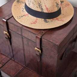 Personalised Brown Leather Storage Trunks - Coffee & Bedside Table Chest 3rd Wedding Anniversary Milestone Birthday - thumbnail 3