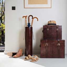 Personalised Brown Leather Storage Trunks - Coffee & Bedside Table Chest 3rd Wedding Anniversary Milestone Birthday