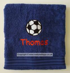 Personalised Swimming/Bath Towel Sheet Football Embroidered Unisex Boys Girls Children's Kids With Any Name 500Gsm - thumbnail 1