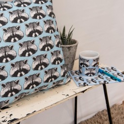 Raccoon Print Throw Pillow - Lino Animal Cushion - thumbnail 3