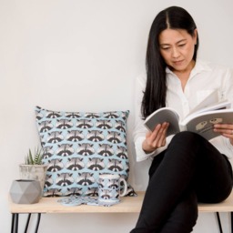 Raccoon Print Throw Pillow - Lino Animal Cushion - thumbnail 2