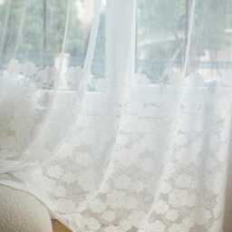 Embroidery White Flower Voile Custom Curtain Made To Measure Sheer - thumbnail 2