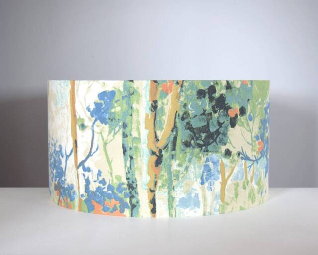 Silver Birch Woodland Lampshade Forest Pattern With Gold Silver Or White Lining Option, For Ceiling Lamp Base in 20cm To 40cm Diameters - image 1