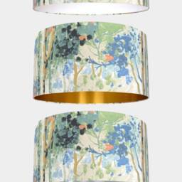 Silver Birch Woodland Lampshade Forest Pattern With Gold Silver Or White Lining Option, For Ceiling Lamp Base in 20cm To 40cm Diameters - thumbnail 2