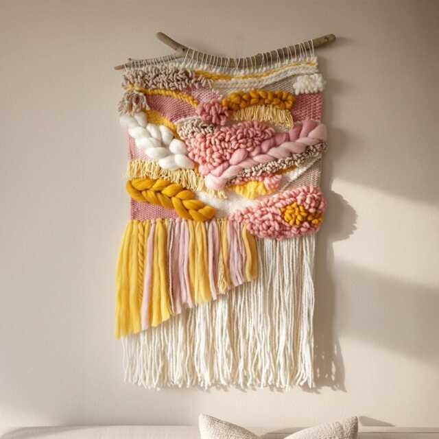 Textured Boho Woven Wall Hanging Modern Bohemian Art - image 1