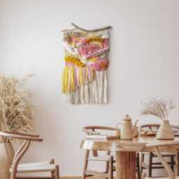 Textured Boho Woven Wall Hanging Modern Bohemian Art - thumbnail 2