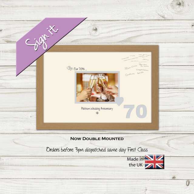 70Th Photo Frame Anniversary Platinum Wedding Special Gift Sign7x5-695D By Photos in A Word - image 1