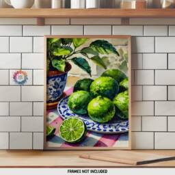 Kitchen Fruit Posters - Set Of 3 Prints - Lemon, Orange, Lime Watercolour Style Dining Room Decor Home Wall Art Gallery - thumbnail 3