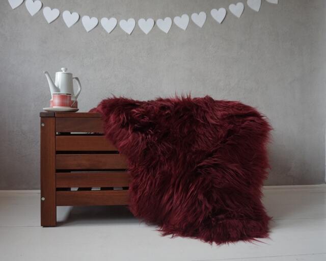 "Regular Sheepskin Burgundy Throw Genuine Leather Sheep Skin 48"" X 28" - image 1