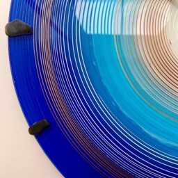 Oceanic Blue Spiral Glass Clock Hand Painted Boho Style Art - thumbnail 3