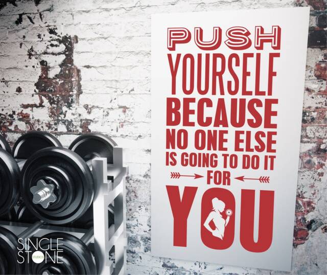 Fitness Gym Wall Decal Push Yourself - Vinyl Words Custom Home Decor - image 1