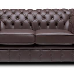 Chesterfield Real Leather Two/Three Seater Sofa Italian Mocca Brown - thumbnail 2