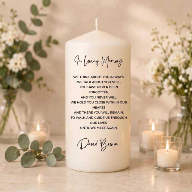 Memorial Candle - in Loving Memory Personalized Remembrance Gift Funeral Tribute Loss Of Loved One Unscented - image 1