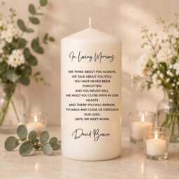 Memorial Candle - in Loving Memory Personalized Remembrance Gift Funeral Tribute Loss Of Loved One Unscented - thumbnail 1