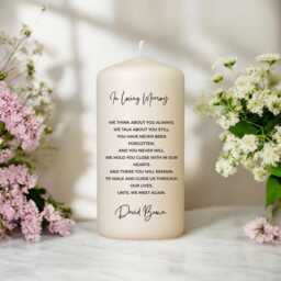 Memorial Candle - in Loving Memory Personalized Remembrance Gift Funeral Tribute Loss Of Loved One Unscented - thumbnail 1