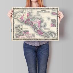 1862 Central America Map Print Vintage Wall Art - thumbnail 2