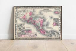 1862 Central America Map Print Vintage Wall Art - thumbnail 1