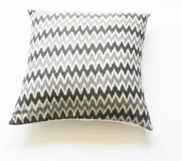 Square Toss Pillow - Grey Ikat Zig Zag Stripe - Handwoven - 20x20 Throw Pillow - thumbnail 1