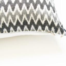 Square Toss Pillow - Grey Ikat Zig Zag Stripe - Handwoven - 20x20 Throw Pillow - thumbnail 3