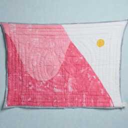 Custom Baby Blanket, Reversible Cotton Quilt, Hand Block-Printed Blue & Pink Modern Nursery Bedding - thumbnail 3
