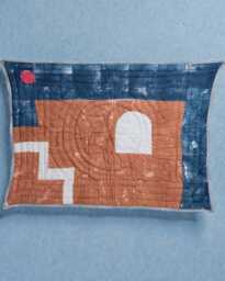 Custom Baby Blanket, Reversible Cotton Quilt, Hand Block-Printed Blue & Pink Modern Nursery Bedding