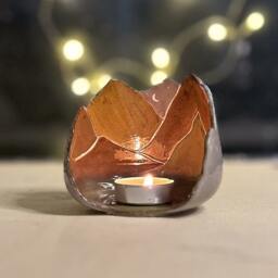 Candle Holder - Handmade Tea Light Mountain Decor, Night & Theme, Indoor Home Decor - thumbnail 2