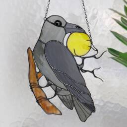 Crow Raven Witch Decor Stained Glass Halloween Black Suncatcher Picture Window Wall Hangings Cling Horror Gift House - thumbnail 4
