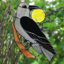 Crow Raven Witch Decor Stained Glass Halloween Black Suncatcher Picture Window Wall Hangings Cling Horror Gift House - thumbnail 2