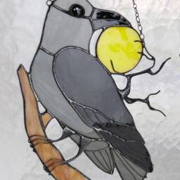 Crow Raven Witch Decor Stained Glass Halloween Black Suncatcher Picture Window Wall Hangings Cling Horror Gift House - thumbnail 3