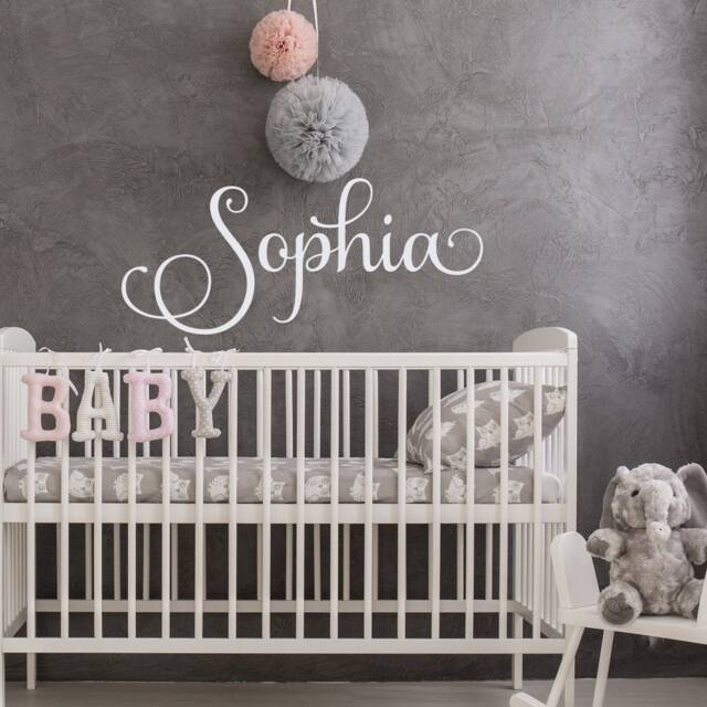 Personalized Cursive Name Wall Decal - Baby Girl Nursery Decor Ww257 - image 1