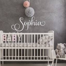 Personalized Cursive Name Wall Decal - Baby Girl Nursery Decor Ww257 - thumbnail 1