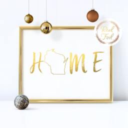 Moving Away Gift Gold Foiled Print State Wall Art Home Gallery Long Distance Housewarming - thumbnail 1