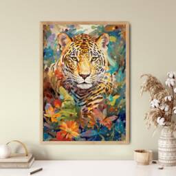 Colorful Leopard Art Print Jungle Collage, Animal Lover Gift - thumbnail 2