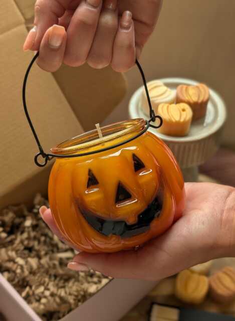 Pumpkin Candle. Halloween Candle Spooky For Decor. Autumnal Decor.pumpkin Gift Set - image 1