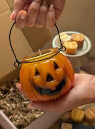 Pumpkin Candle. Halloween Candle Spooky For Decor. Autumnal Decor.pumpkin Gift Set - thumbnail 1